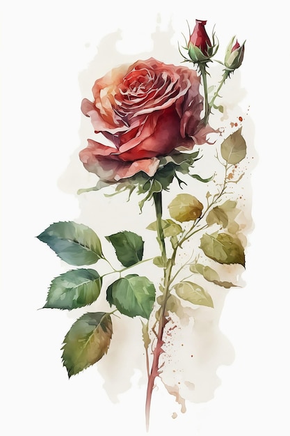 Single red rose on white background