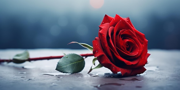 A single red rose with a dark background