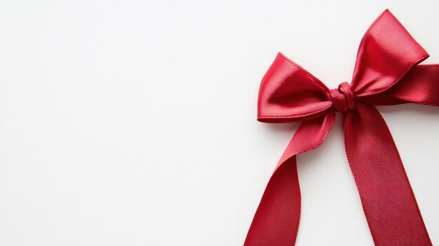 Photo a single red satin bow on white background