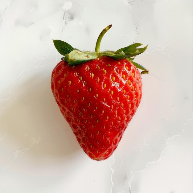 Photo a single ripe strawberry with seeds showcasing natural textures and healthy snacks stylize 50 v 6 job id 9232f689976a441fa592576471537b30