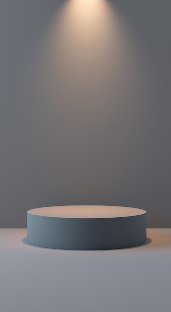 Photo a single round podium under spotlight isolated on gray background