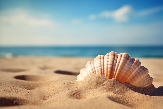 Single seashell resting on the sand