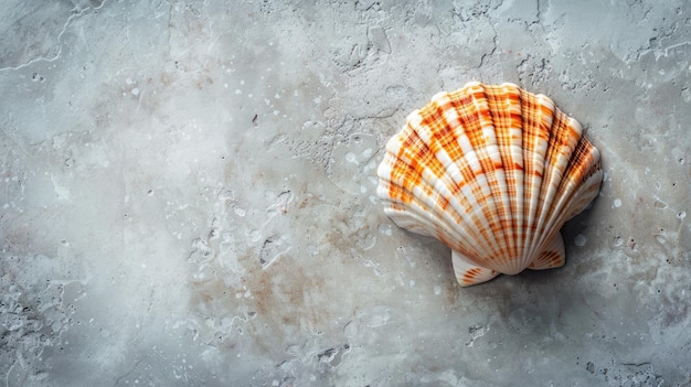 Single seashell on textured sandy surface