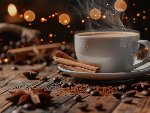 A single serving of coffee in a saucer on a table ready to be enjoyed