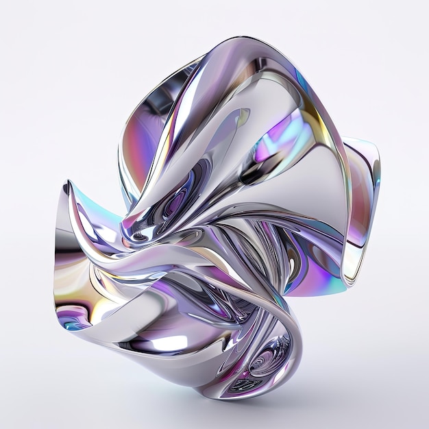 single shiny metal objects form colorful holographic abstractions