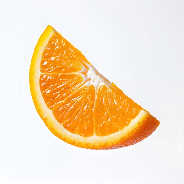 Photo a single slice of orange on a white background