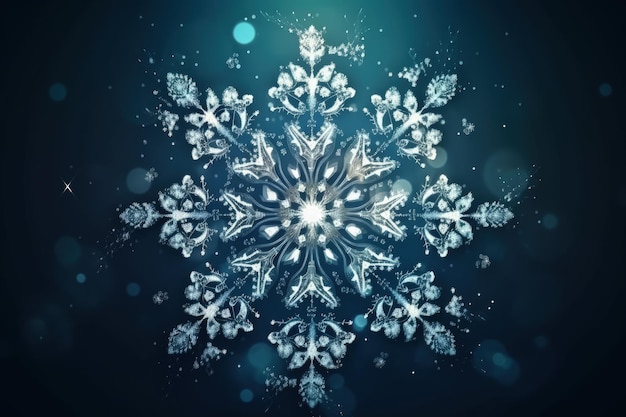 Single snowflake on a dark background Generative AI