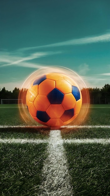 Single soccer ball on green turf