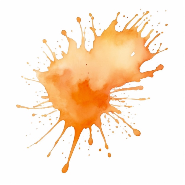 Single Soft Orange Watercolor Splash on White Background