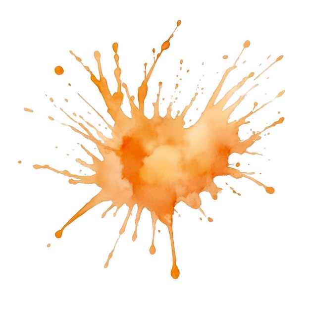 Single Soft Orange Watercolor Splash on White Background