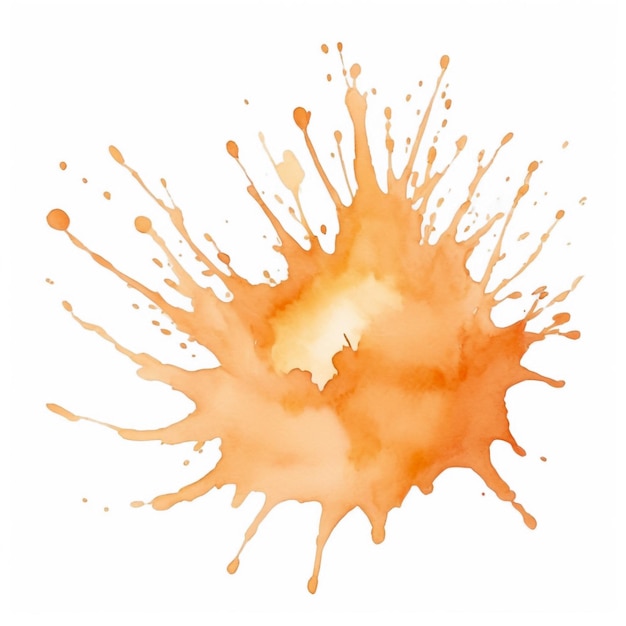 Single Soft Orange Watercolor Splash on White Background