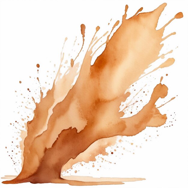 Single Soft Sienna Watercolor Splash on White Background