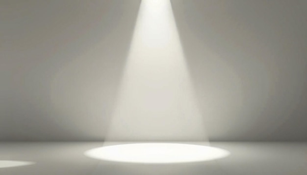 Photo single spotlight shines on a gray empty stage