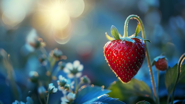 A Single Strawberry Shining in the Sunlight