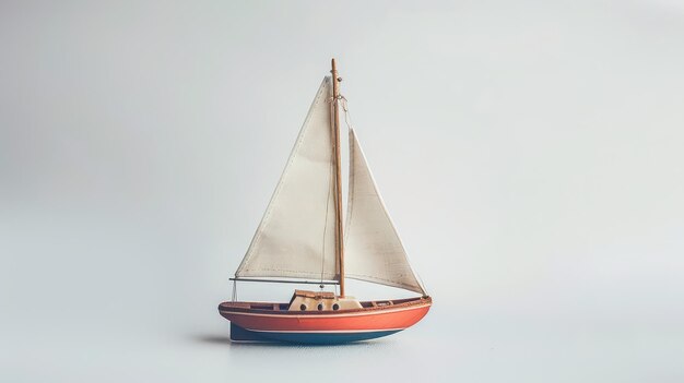 Photo single toy sailboat on transparent background