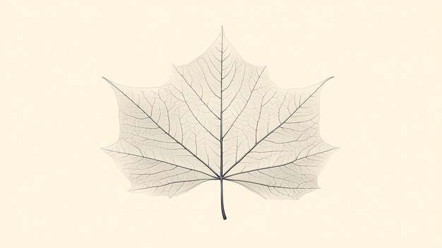 Photo a single translucent leaf with intricate veins against a light cream background