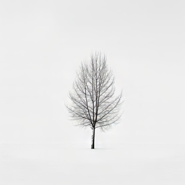 Photo single tree stands tall in the middle of a vast snowcovered field