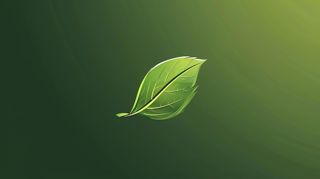 A single vibrant green leaf against a soft green background