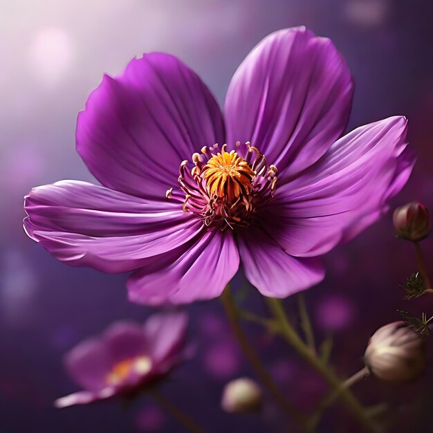 a single vibrant Purple Cosmos generated by AI