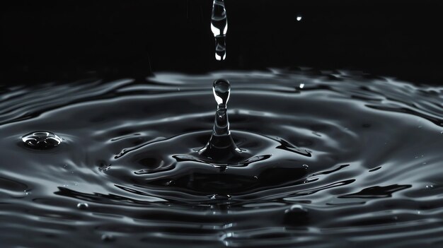 A single water drop falls into still water creating concentric ripples