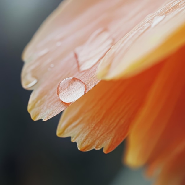 Photo a single water droplet sits on the edge of an orange flower petal