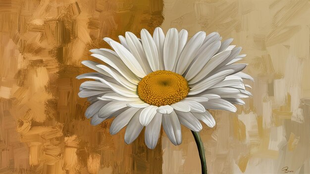 Photo a single white daisy with a vibrant yellow warmtoned background generative ai