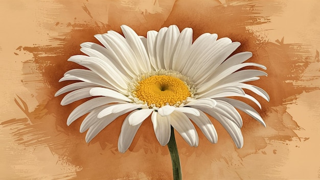 Photo a single white daisy with a vibrant yellow warmtoned background generative ai