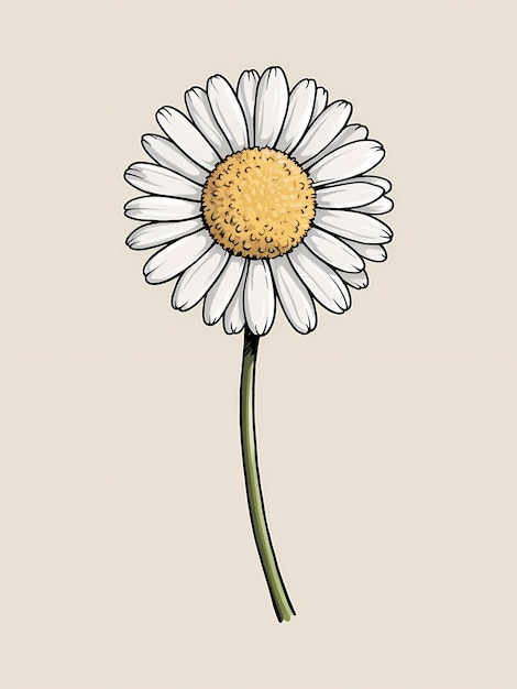 Photo a single white daisy with a yellow center and a green stem