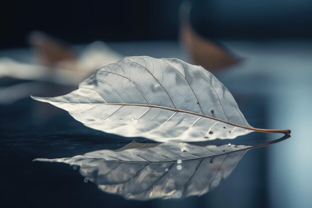 A single white leaf sitting on top of a table generative AI