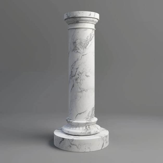 Photo a single white marble column on a gray background