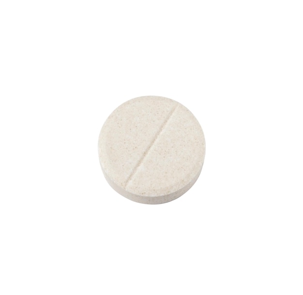 Single white pill Closeup