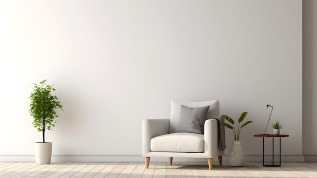 A single white sofa in an empty room with white walls and floorfurniture home wall living couch