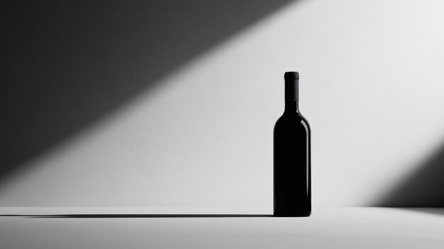 Photo a single wine bottle in a minimalist setting