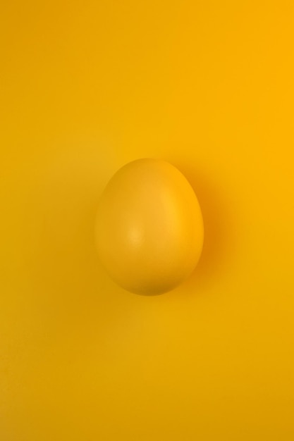 Single yellow egg on yellow background