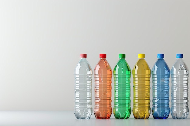 Singleuse plastic bottles mockup recycle and reuse concept