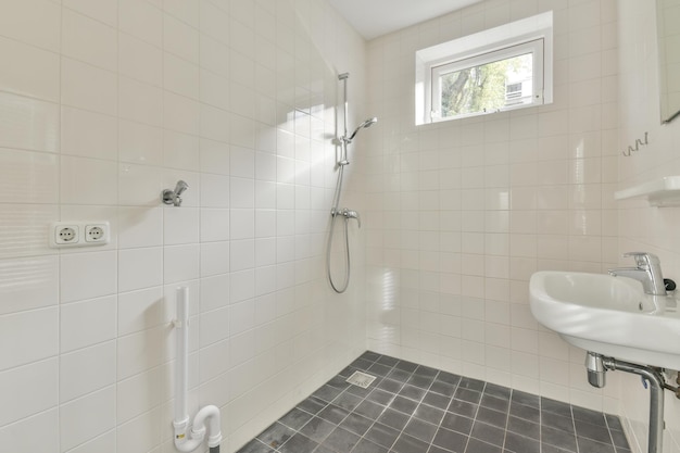 Sink and mirror in modern bathroom