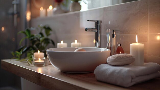 a sink with a bowl and a bowl of soap next to it