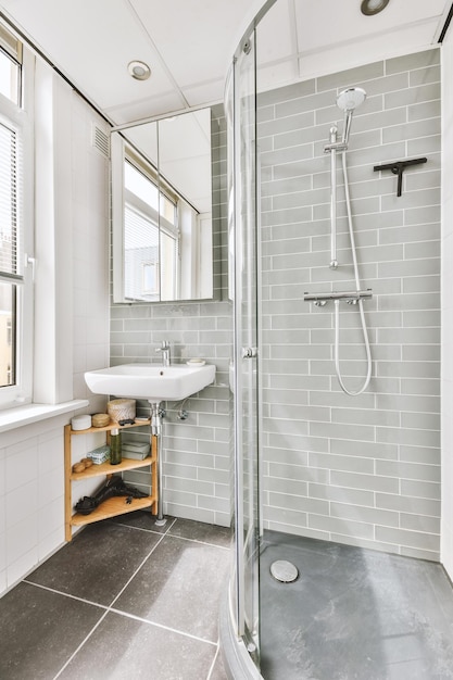 Sinks and shower cabin