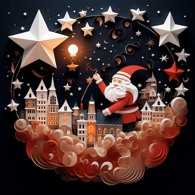 Sinterklaas day Dutch holidays Saint Nicholas or Sinterklaas is coming to town at night paper art