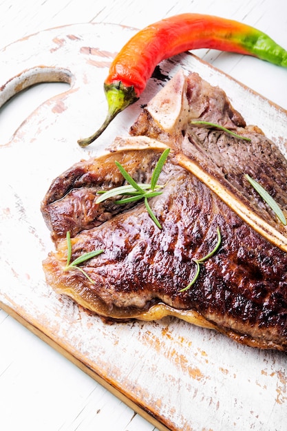 Sirloin steak on cutting board