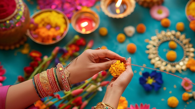 Photo sister tying raksha sutra on bhai dooj