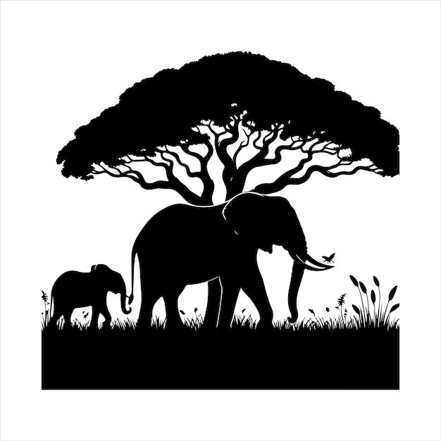 siting elephant Silhouette Vector Art and Graphic vector black color silhouette