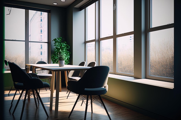 Sitting place at the window in the meeting room