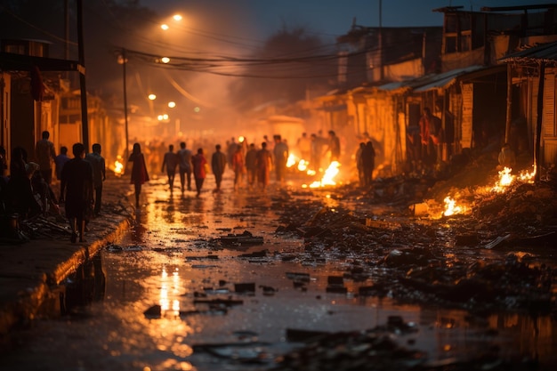 situation slum Fire Starting Scenarios professional advertising photography