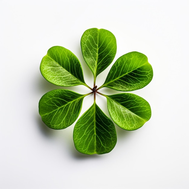 Six clover leaf isolated on white background generative AI