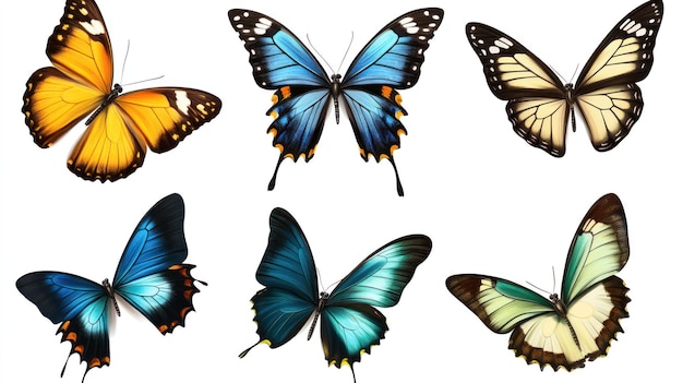 Six Colorful Butterflies