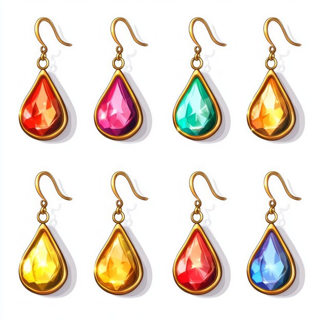 Photo six colorful gemstone earrings with gold hooks