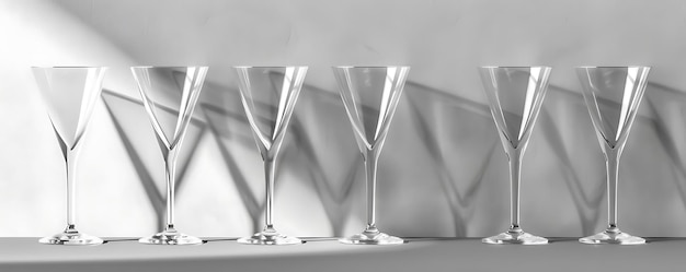 Photo six empty champagne flutes 3d render