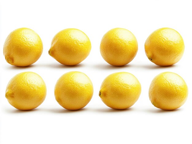 Photo six whole yellow lemons isolated on white backgroundxa