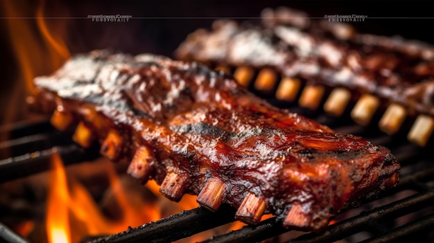 Sizzling Brazilian barbecu grilled meat ribs